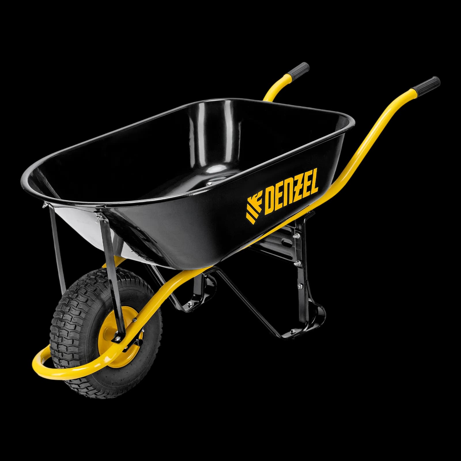 Тачка строительная DENZEL усиленная, объём 130 л, 230 кг, колесо 15×6.00-6