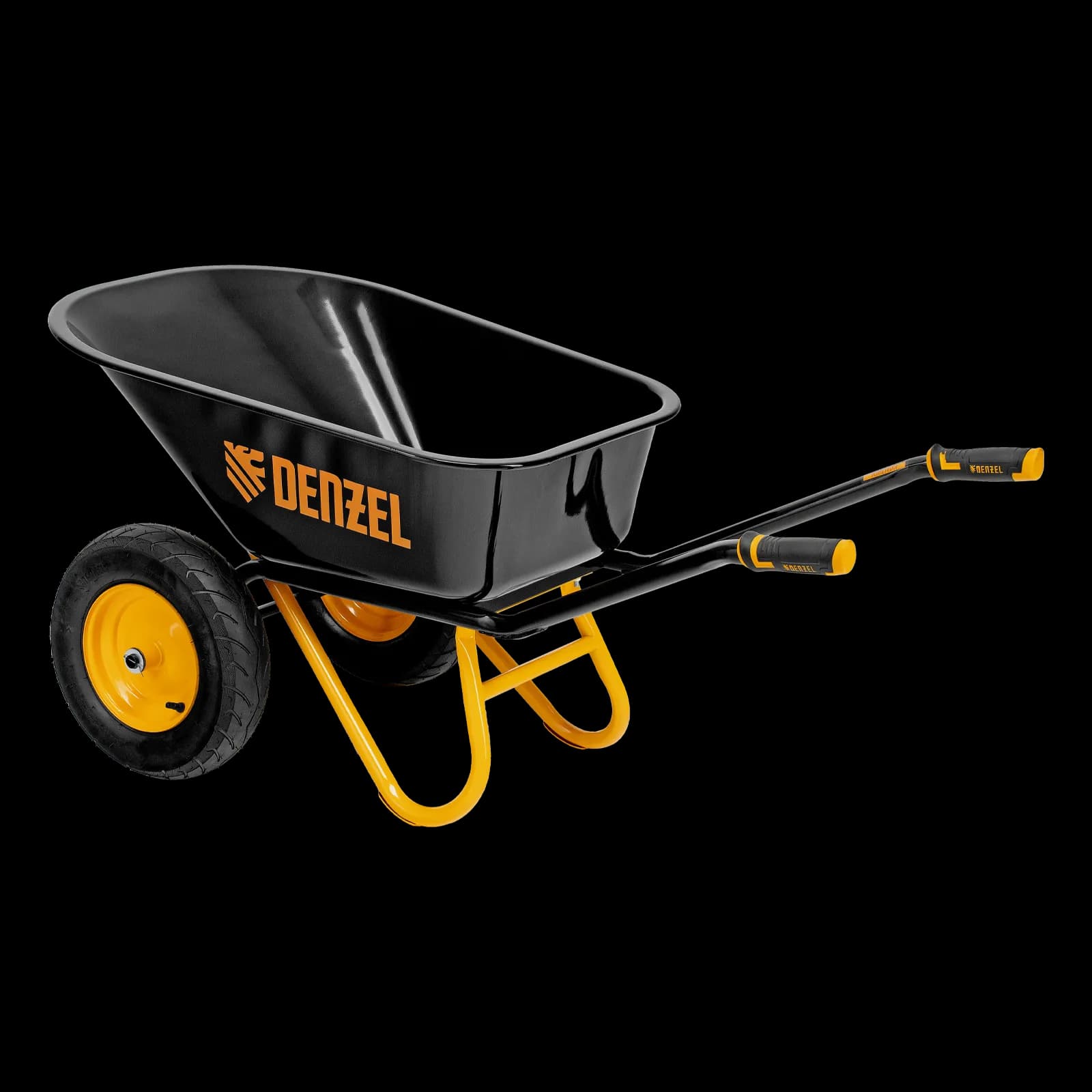Тачка строительная DENZEL усиленная, объём 120 л, 350 кг, двухколёсная, колесо 16×4.00-8 3