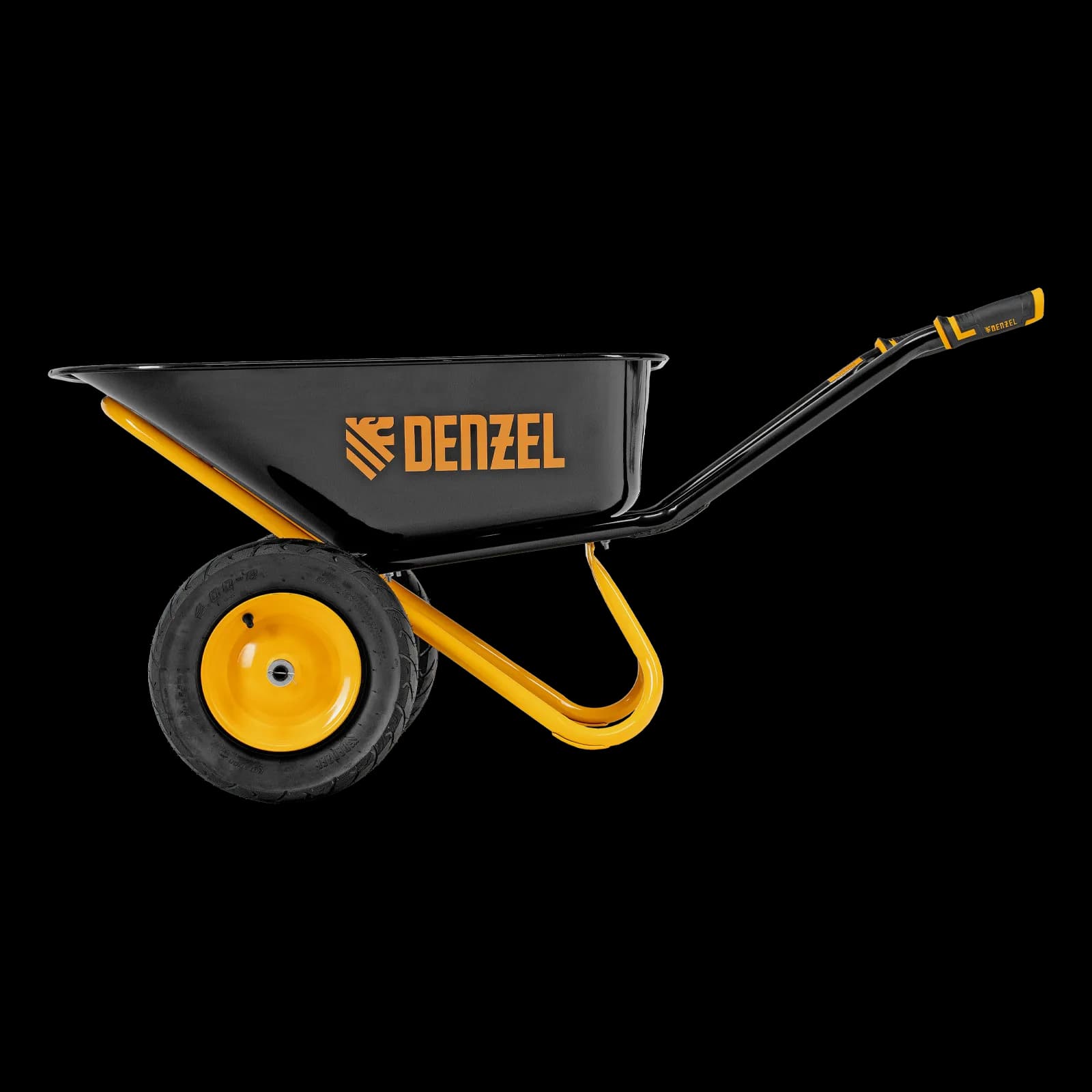 Тачка строительная DENZEL усиленная, объём 120 л, 350 кг, двухколёсная, колесо 16×4.00-8 5